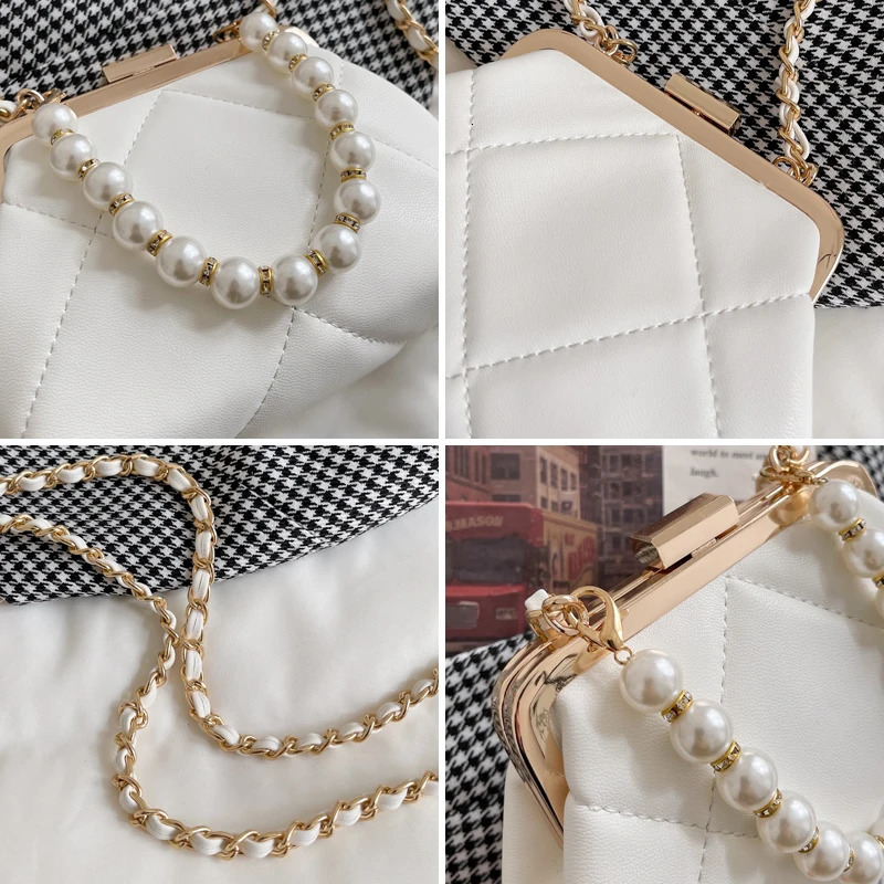 Womens Party Clutch Wedding Cross Bag Handbag Fashion Pearl Clip Bag Evening Handbag Shoulder Bag Summer Beach Bag 241031