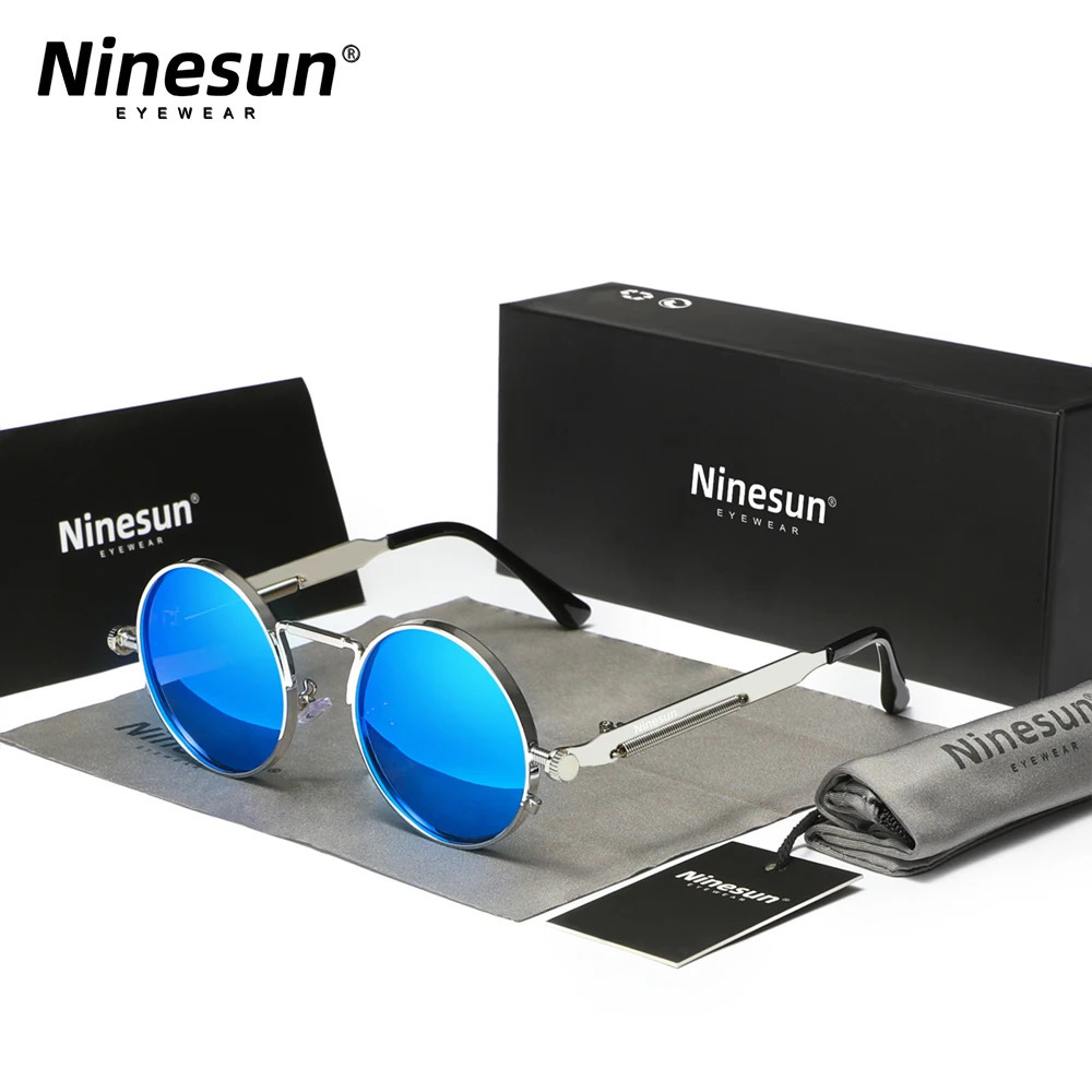 Ninesun Pochromic Gothic Steampunk Sunglasses Polarized Retro Round Mens Metal Frame Sunglasses 241031