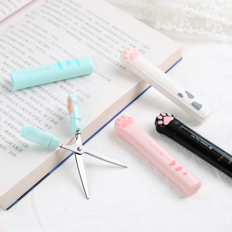 Kawaii Cat's Paw Stationery Scissors Springback Cute new Mini Crop 2025 Tool Junk Journal Scrapbooking Accessories For School Supplies