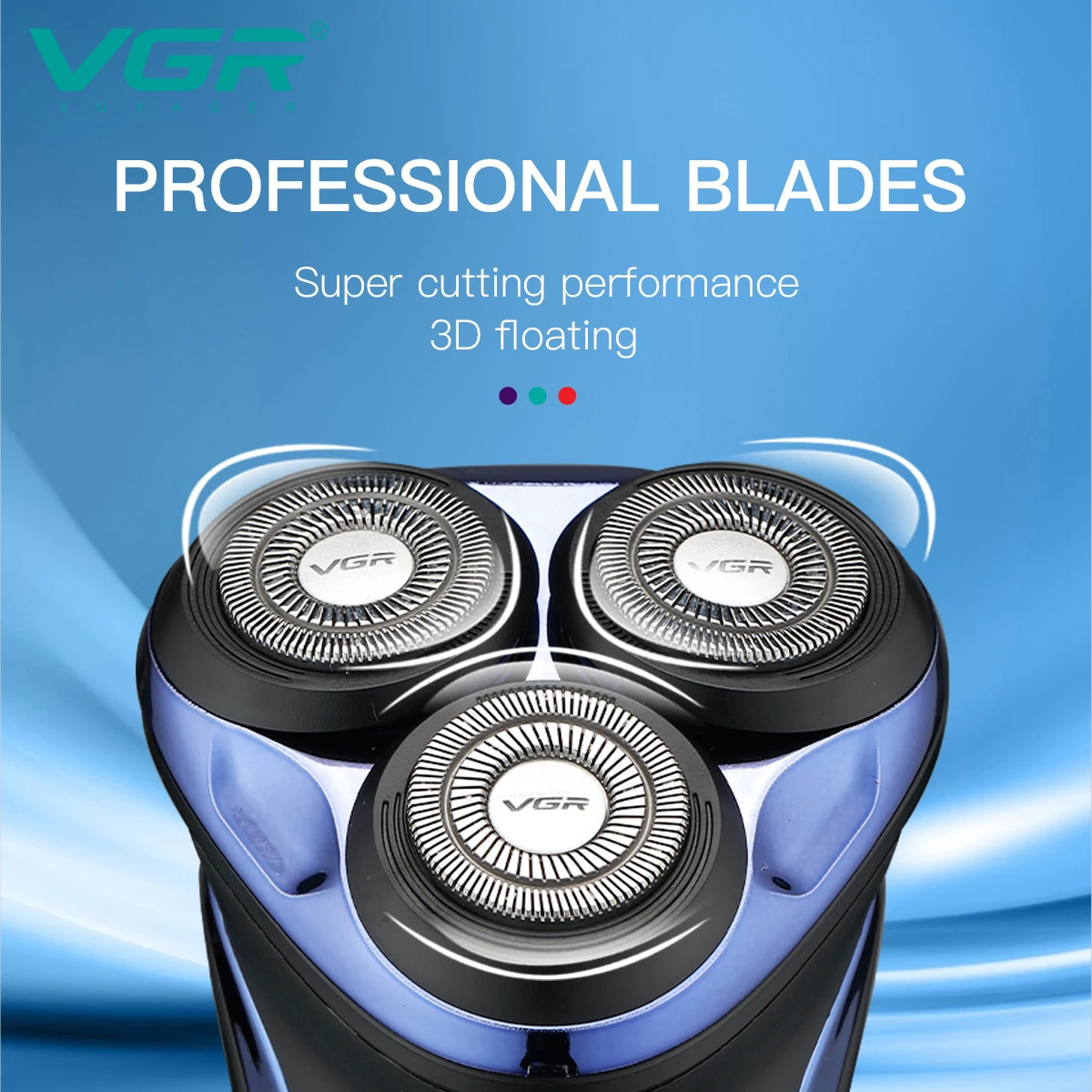 VGR Shaver Electric Razor Professional Shaving Machine Floating Beard Trimmer IPX7 Waterproof Rechargeable Shaver for Men V-306 240325