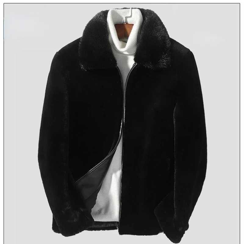 New Mens Winter Jacket Faux Fur Coat Long Sleeve Tops High-end Luxury Designer Clothing Plus Size Fashion Hooded Lapel JacketXJ241102