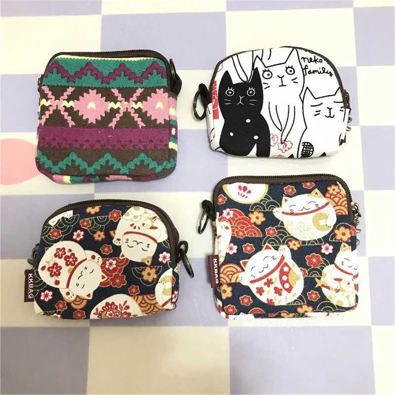 2024 Mini Bag Short Wallet Women Coin Purses Student Fi Zipper Canvas Small Purse Girls Carto Key Wallets Cute BagsXJ241111