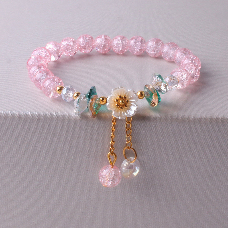 Korean Colorful new Crystal Beaded Bracelet for Women Bohemian 2025 Shell Daisy Flower Pendant Elastic Bracelets Party Wedding Jewelry