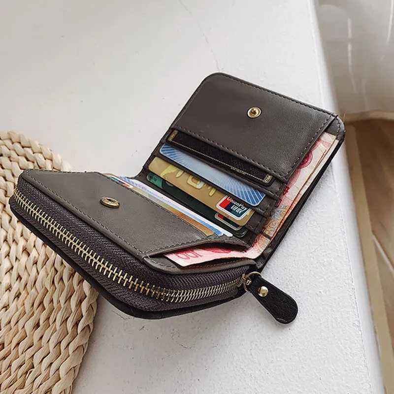 Women Fi Small Zipper Wallet with Coin Purse PU Leather Plaid Purses Ladies Cute Mini Korean Versi Small Card Pack New InXJ241111