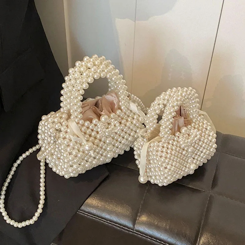 Pearl Night Bag Party Wallet Wedding Clutch Bag Summer Handmade Beaded Handbag Ten Font Mini Phone Bag 241031