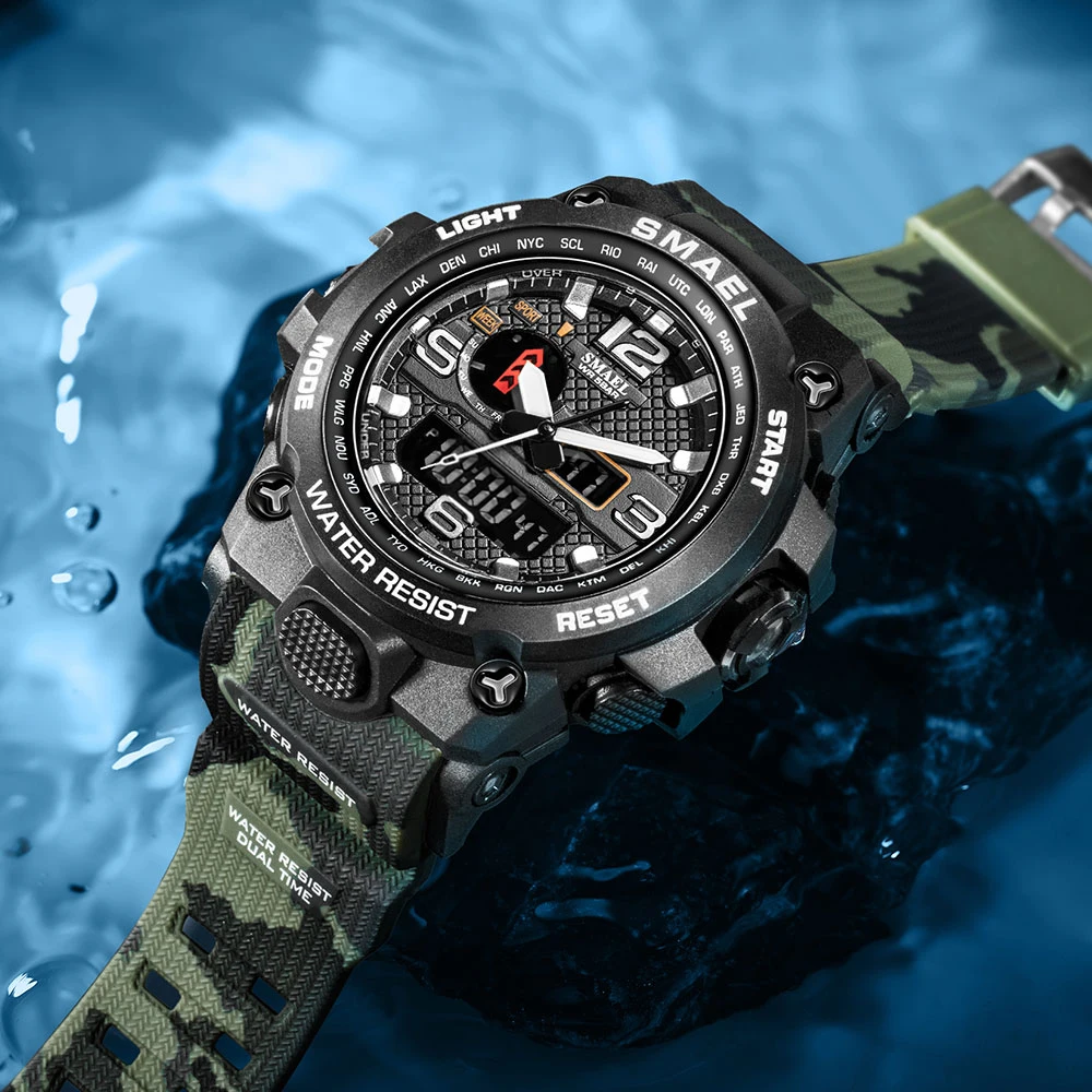 New Watches 2025 for Men Waterproof Clock Alarm new Dual Display Sport Wristwatch Quartz Digital Male Stopwatch 1545D