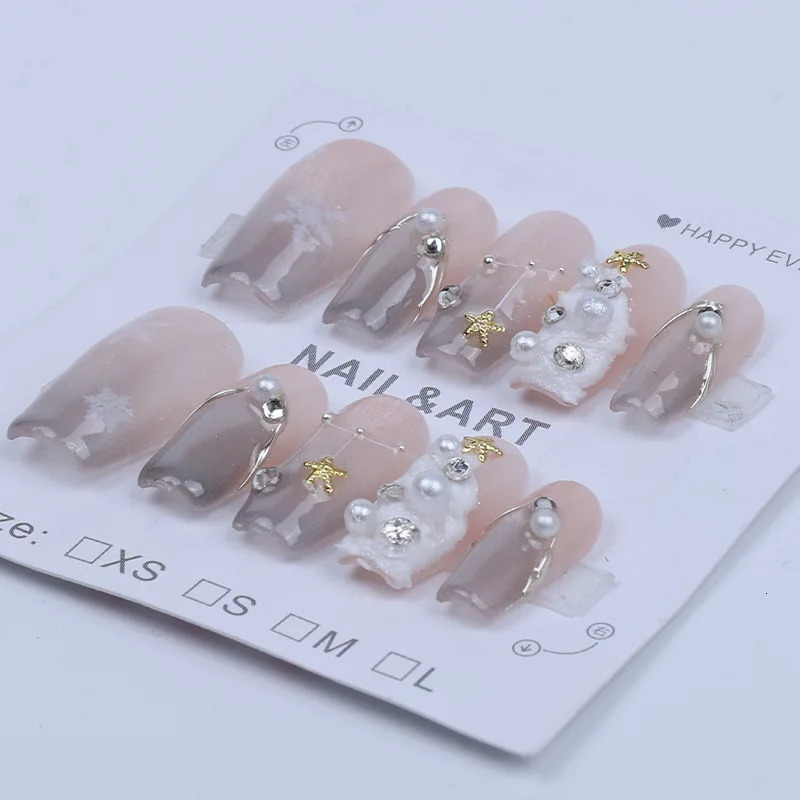 Handmade Pink Pressing Nail Short Christmas Cat Eye n Reusable Adhesive Fake Nail Acrylic Full Cover Girl Nail Tip 241031