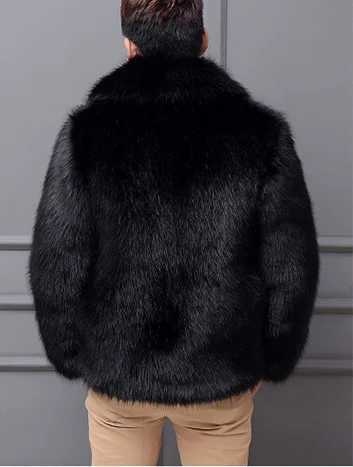 Mens Black Faux Fur Coat Winter Thick Warm Faux Mink Fur Overcoat Men Streetwear Long Sleeve Windbreaker Outerwear Oversize XxxlXJ241102