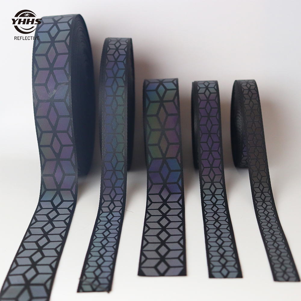 Rainbow Reflective Webbing High Visibility Black Magic Gradient Garment Accessories Sewing On Clothes Shoulder Strap 5Meters