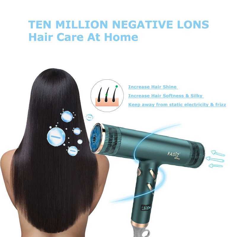 Hair Dryers High Speed Motor Hair Dryer 20.2/m/s Wind Speed 3 Gear Temperature Self-Clean Digital Screen Professional Household Hair Styling 240401
