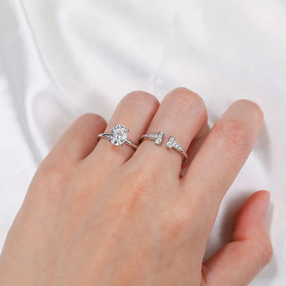 Engagement Ring for Women 925 Sterling Silver Solitaire Rings Oval Cut D Color Lab Diamond Promise Wedding Jewelry 240402