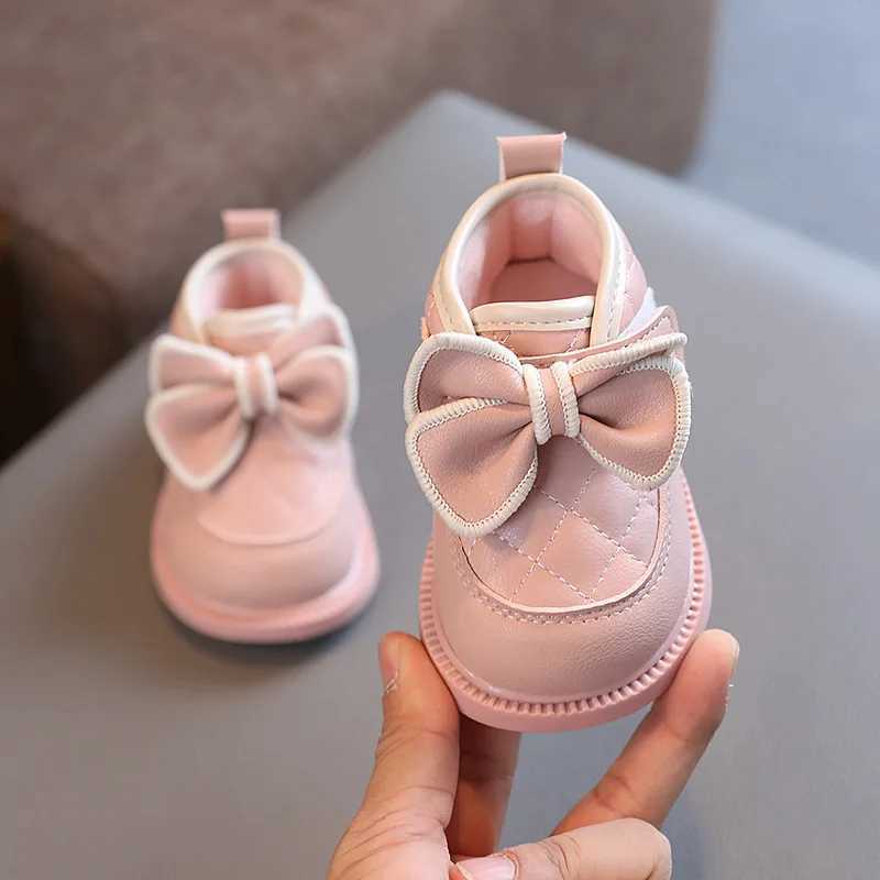 Cute princess girl boots Versatile casual girl shoes Butterfly bow comfortable ankle boots Simple sliding childrens shoes Sweet leather shoes M241102