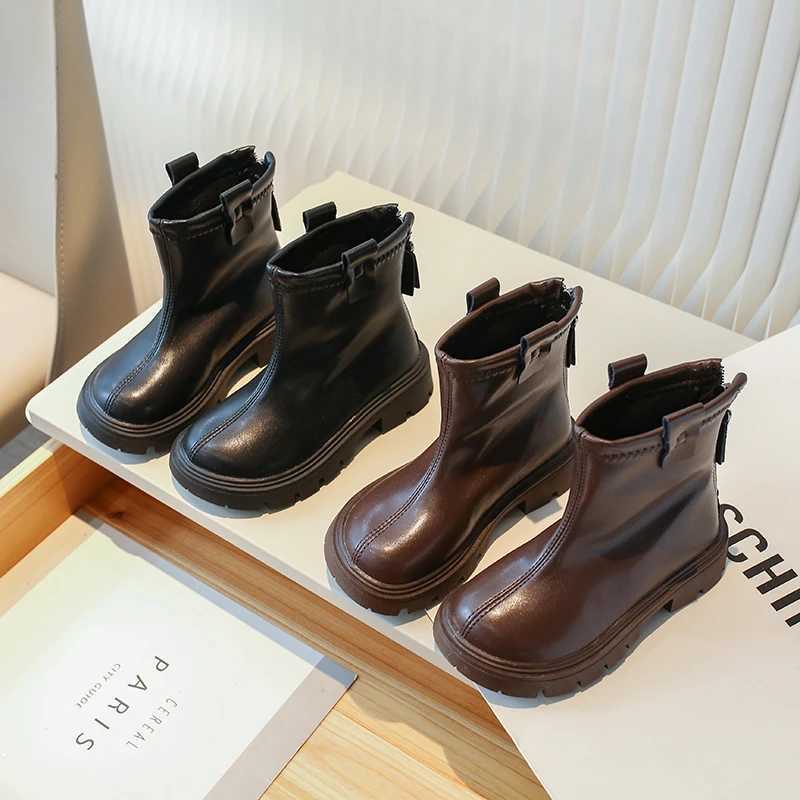 Childrens UK Short Boots Spring/Summer New Fashion Girls Black Anti slip Childrens Fashion Shoulder and Ankle Boots M241102