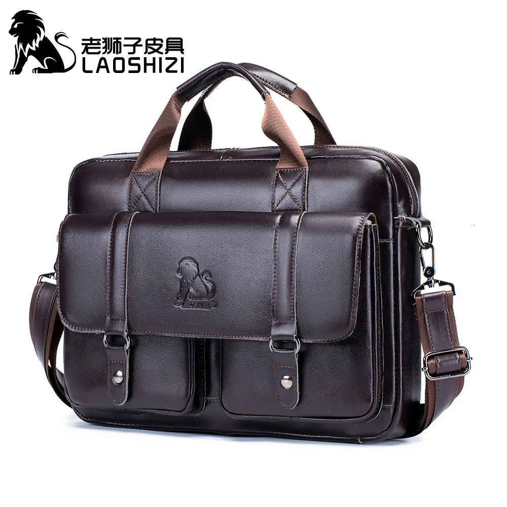 100% genuine leather Mens briefcase laptop bag large capacity business handbag casual shoulder crossbody bags messenger 241029