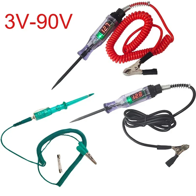 Car Truck Voltage Circuit Tester 2025 Digital Display Long Probe Pen Light Bulb new Automobile Diagnostic Tools Auto Repair 3-48V 5-90V
