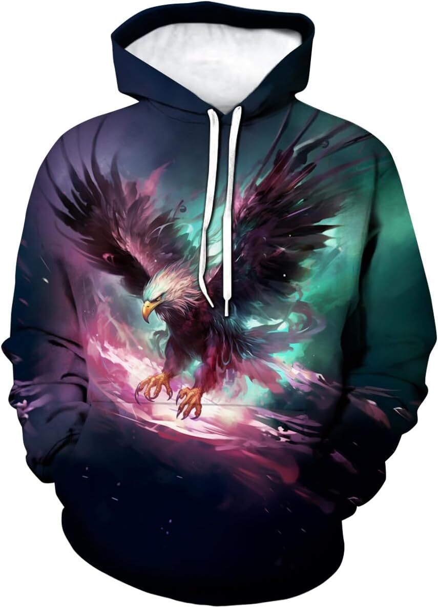Hoodie for Mens Womens Novelty 3D Printed Hoodie Funny Graphic Sweatshirt Like a dreamy rosy eagle Graphic Hoodies sweatshirt Pullover Long Sleeve