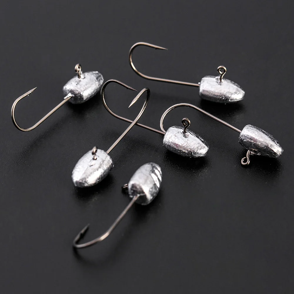 JOHNCOO 10pcs Exposed Jig Head new Hook Fishing Hooks 2g 3g 5g Bait Hook Soft 2025 Bait Wom Hook light jigging hook