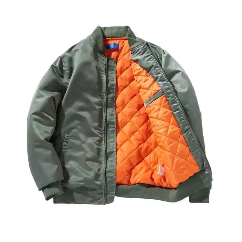 Bomber Jacket Mens Spring and Autumn Solid Pilot Jacket Military Flight Basic Jacket Mens Fashion Army Grn Windbrr W241102
