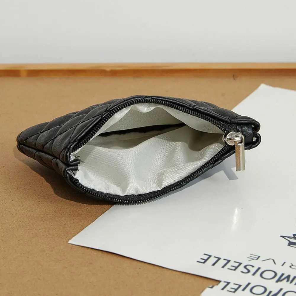 Fi Square Rhombic Lattice Coin Purse Solid Color PU Leather Handbag Wallet Zipper Purse Holder WomenXJ241111