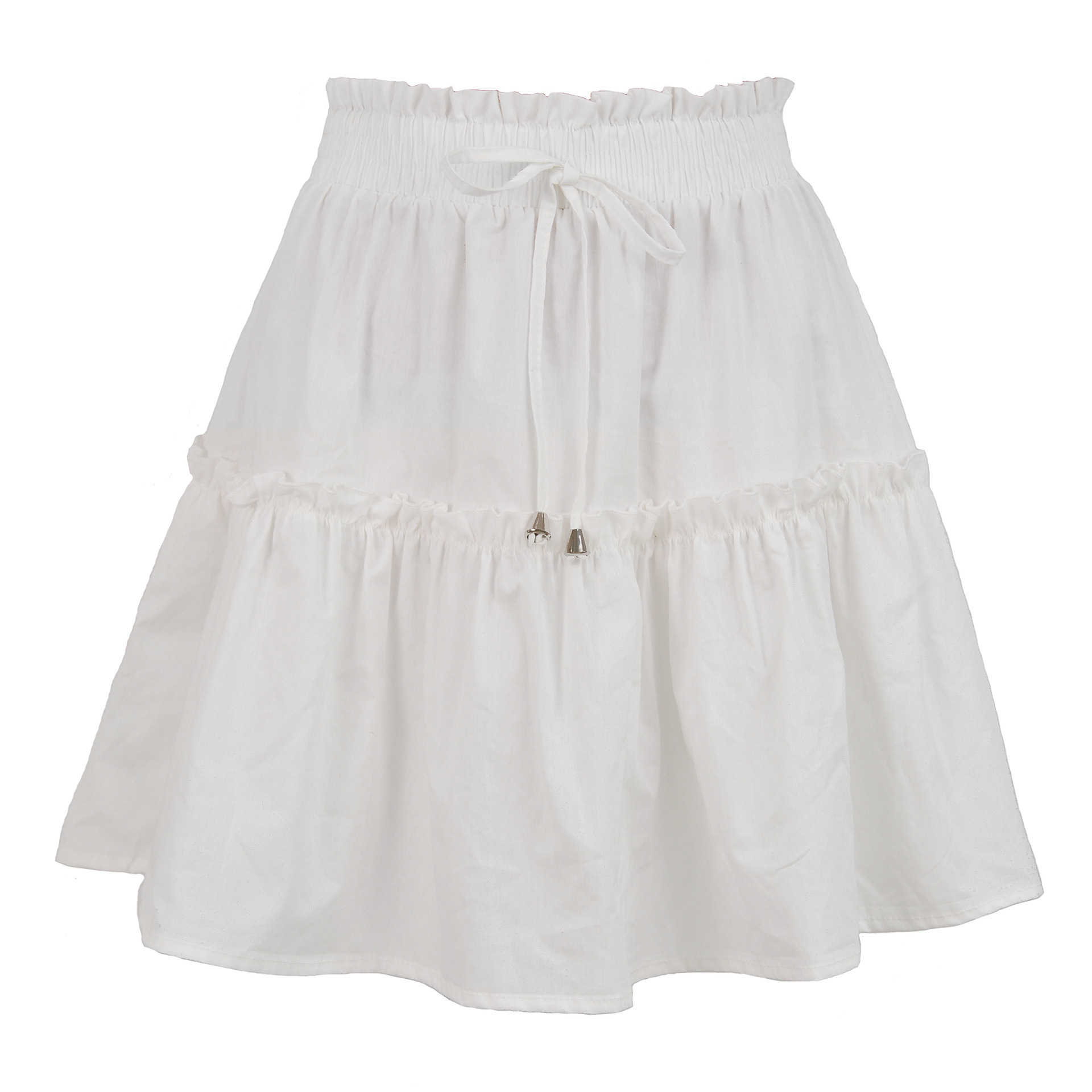 Clothes For Women Ruffle Skirt Lace Side Casual Skirt WoMens Fashion Short Skirt High Waist Elastic Solid Color Half Pleated Skirt Length Adult Career