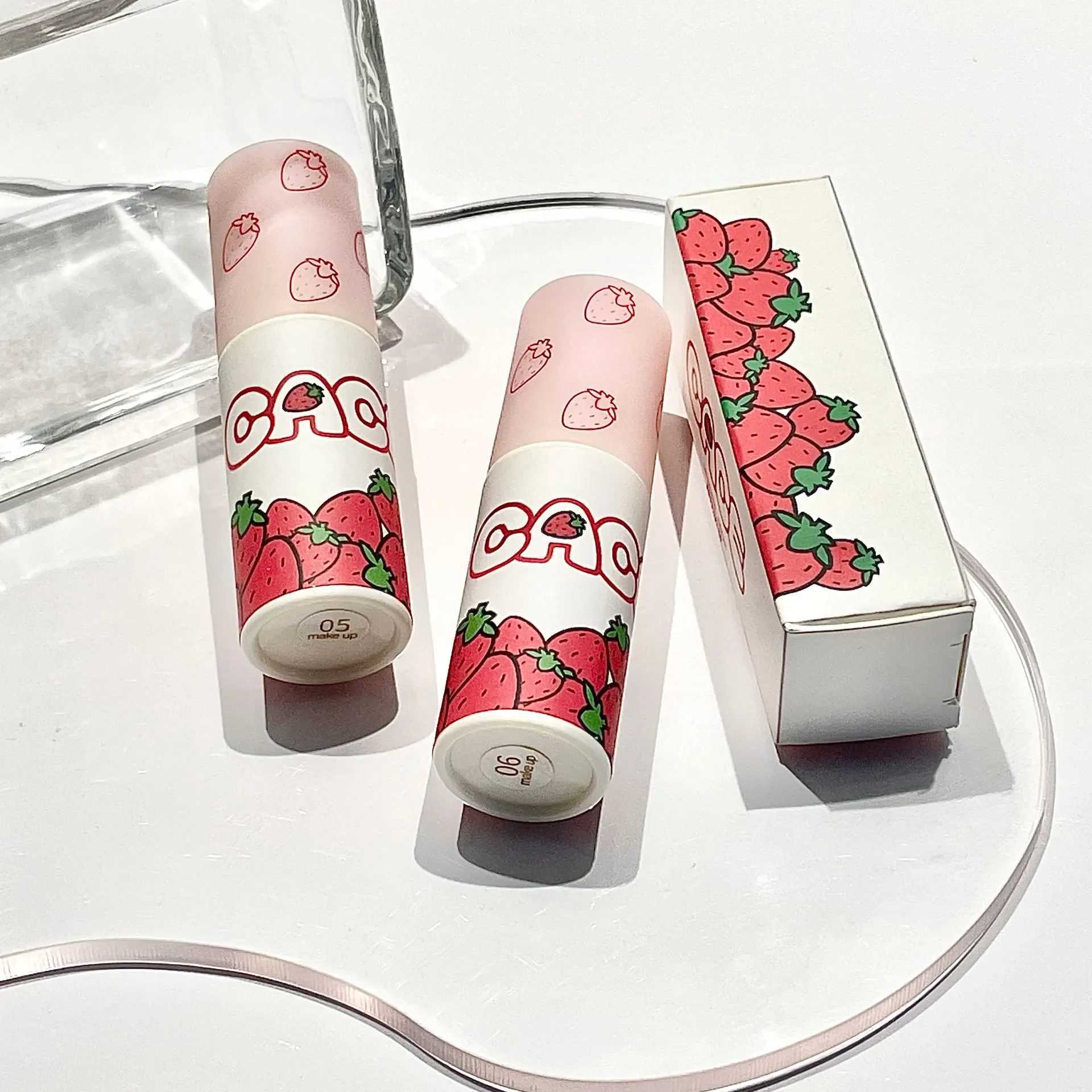 6-color brown pink lipstick matte liquid lipstick cute strawberry waterproof velvet nude red lip mud cheek red tone cosmetics W241101