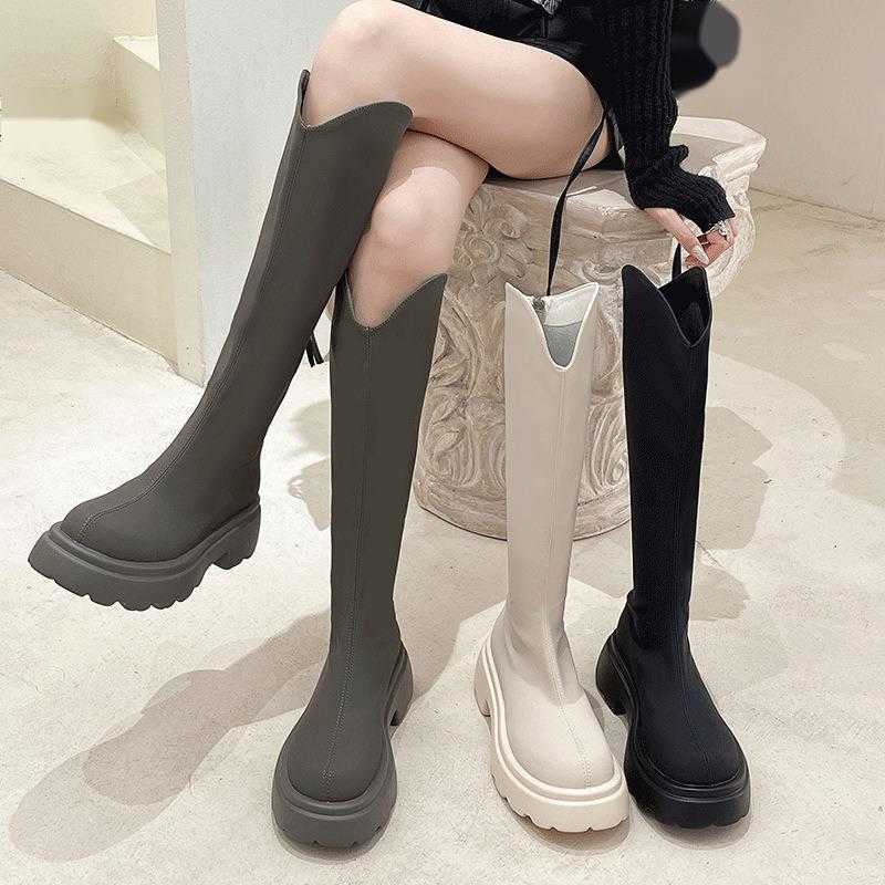 CMM Chelsea Boots Womens Autumn and Winter New Shoes Velvet Boots Long Tube Boots Womens Shoes Small Boots Long Boots