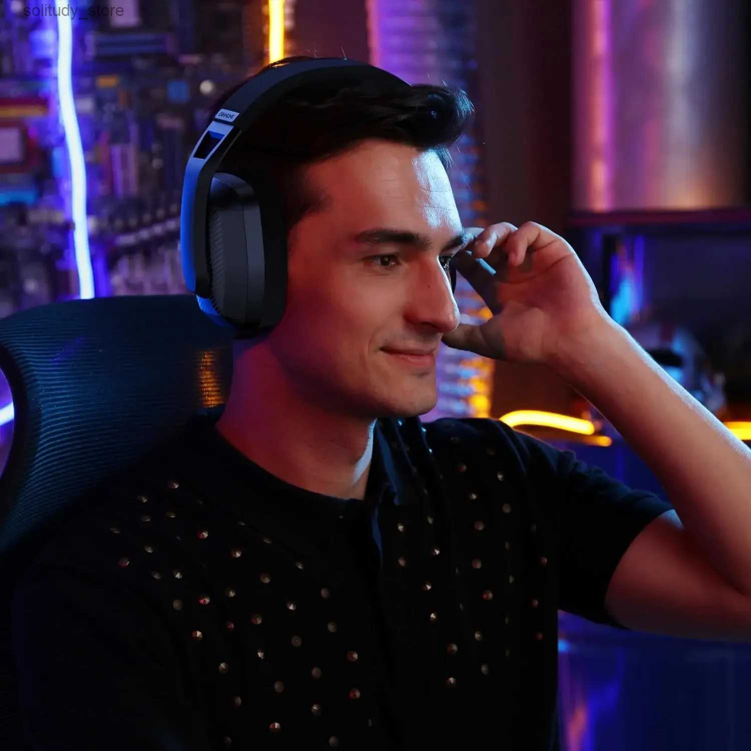 Cell Phone Earphones BINNUNE BW06 2.4G wireless gaming headset with flip ENC microphone suitable for PC and gaming console dual-mode Bluetooth earphon