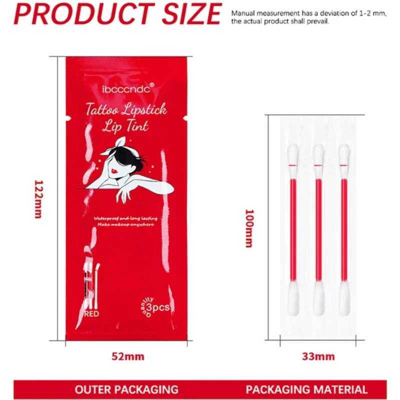 Lipglazes packaging disposable cotton swab lipstick portable waterproof liquid stick free cup tattoo lipstick kit W241101