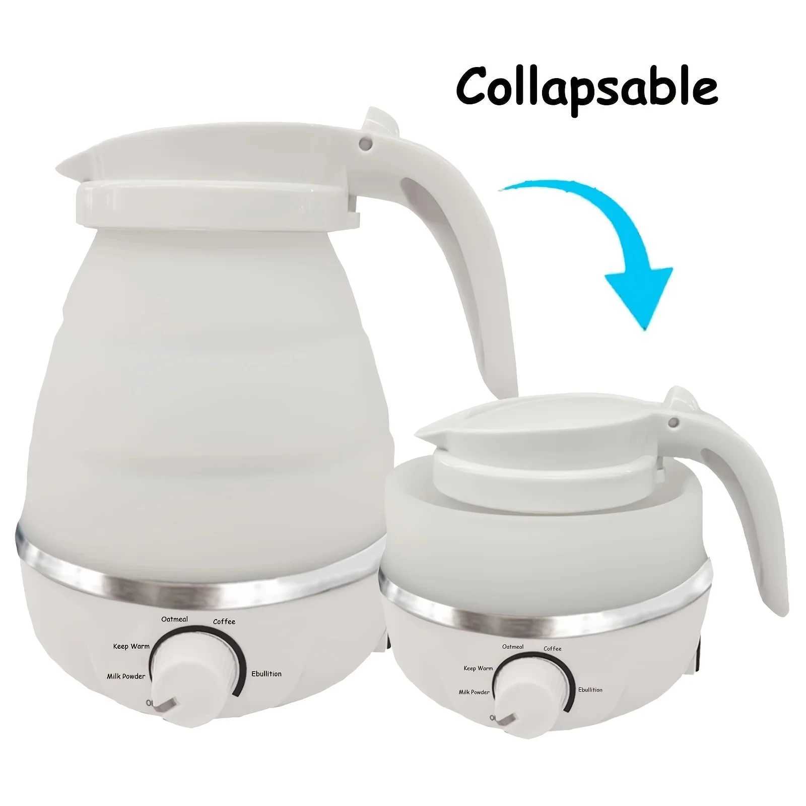 Foldable electric kettle travel 110/220V 0.6L 600W household teapot mini kettle food silicone portable teapot Y241102