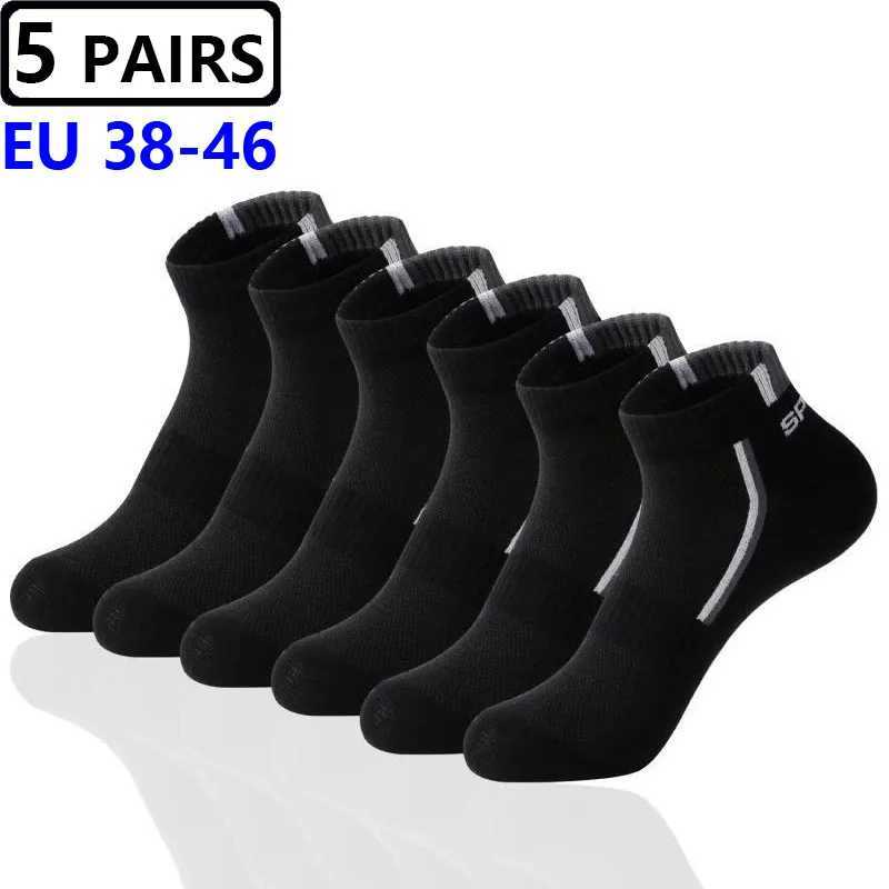 5 Pairs Men Ankle Large Big Size4546 Breathable Cotton Sports Plus Mesh Casual Athletic Summer Thin Cut Short Sock LX241102