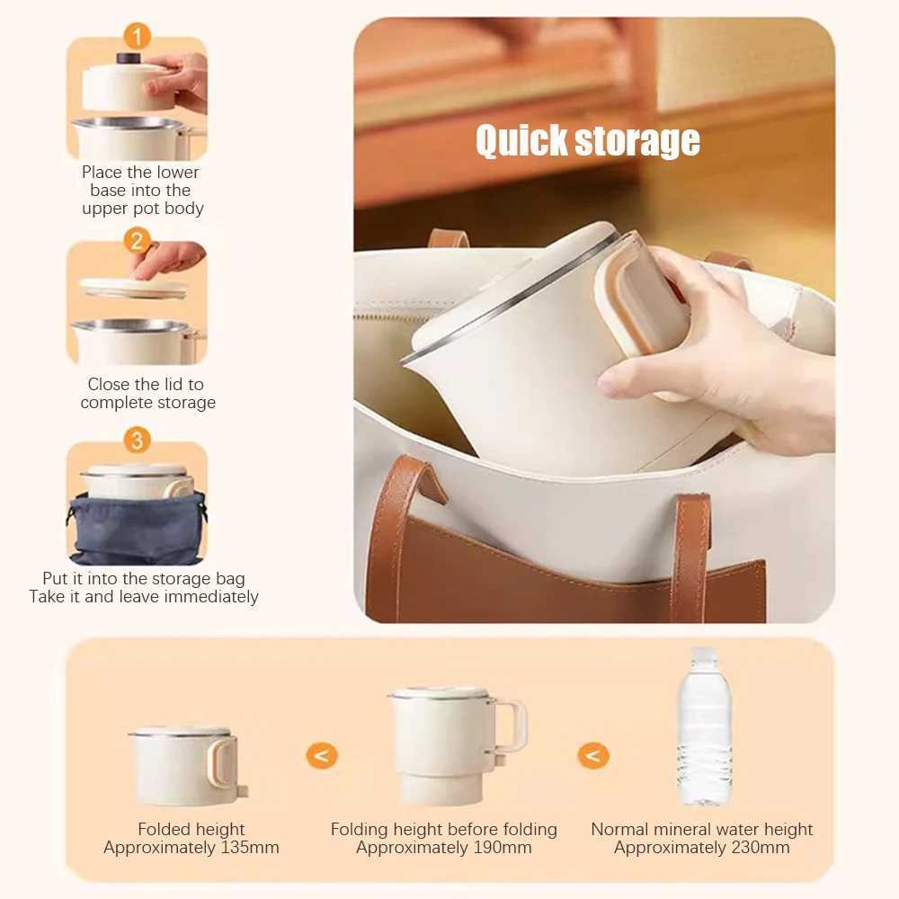 800ML folding mini electric kettle Mti function 304 stainless steel portable basin kettle water cup large capacity kettle Y241102
