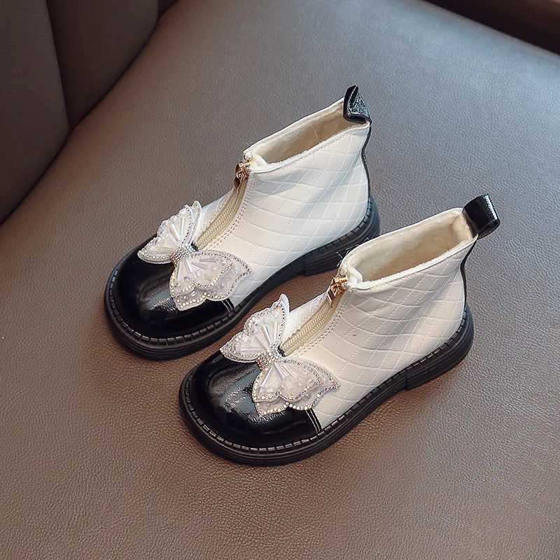 Cute Princess Boots Fashion Childrens Shoes Version Soft Bow Rhinestone Cute Childrens Casual Girls Short Boots Chelsea Boots M241102