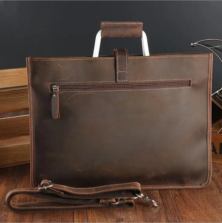 High Fashion y Clutch Bag Mens A4 File Document Purse Wallet Top Layer Ipad Leather Business Briefcase Cowkskin 241029