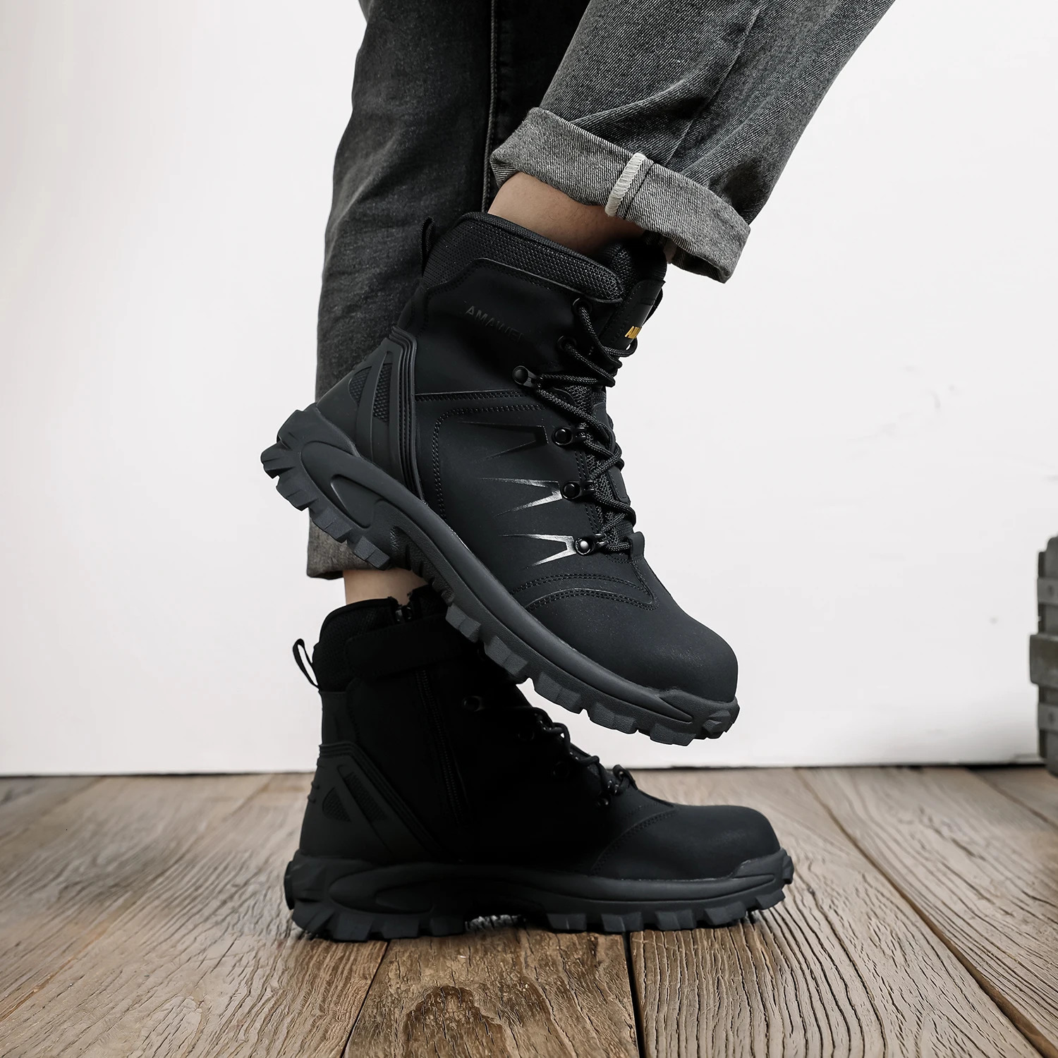 Mens waterproof safety work shoes steel toe comfortable boots mens shoes detachable construction work shoes 241031
