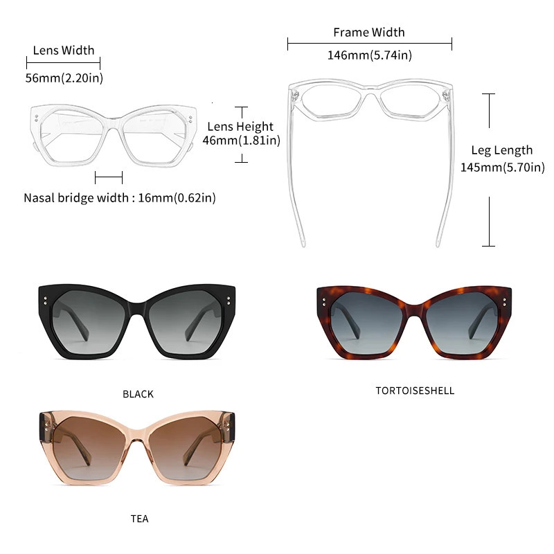 GCV acetic acid appearance patent n womens butterfly rectangular triangular polarized sunglasses UV400 fashion 241031