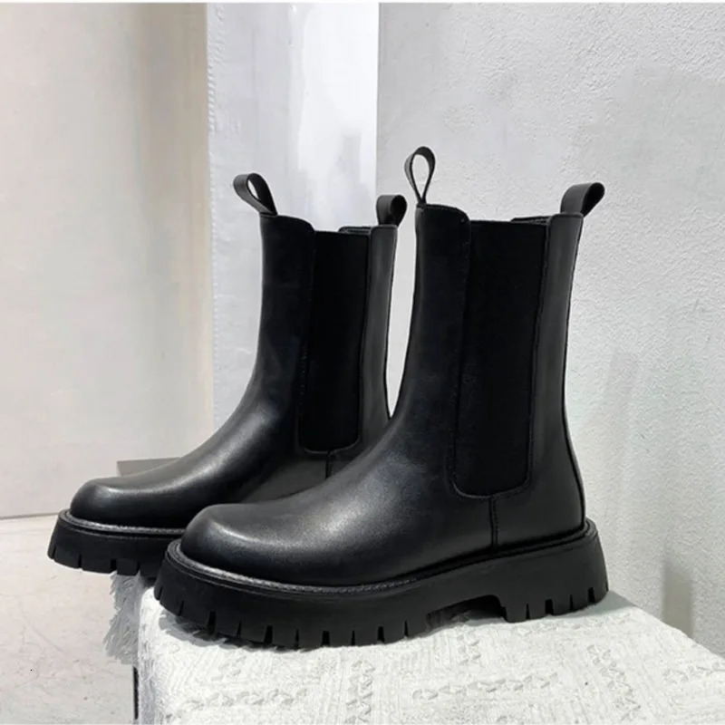 British leather anti slip motorcycle boots mens fashionable casual black platform shoes mens soft soled mens ankle boots 241031