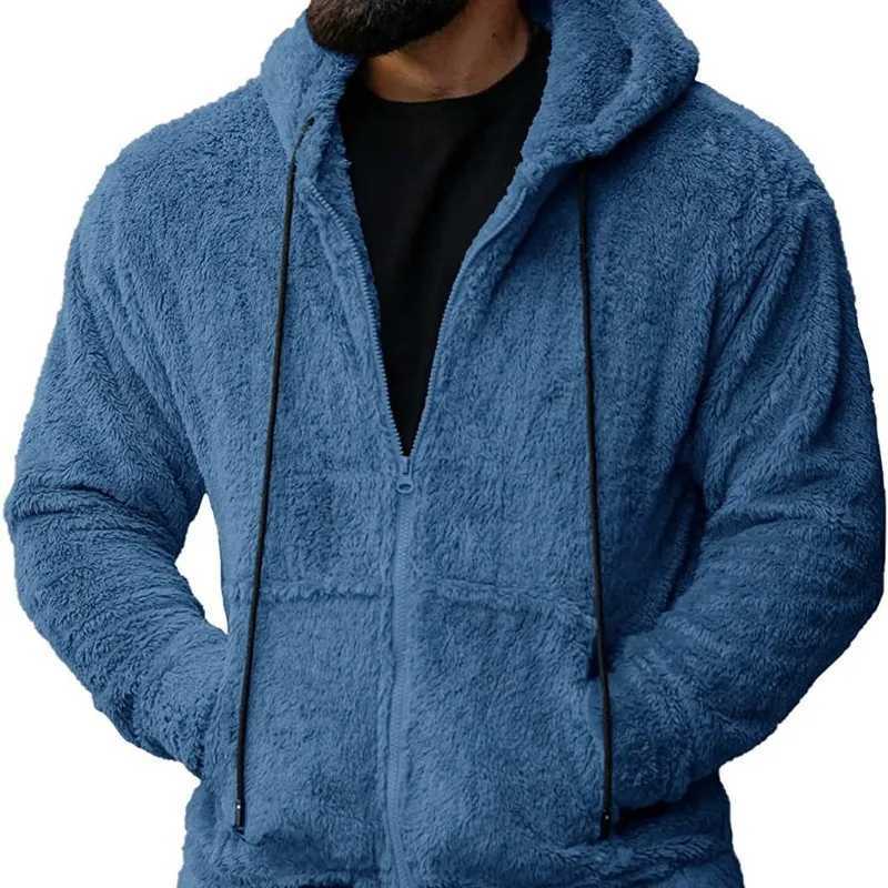Fashionable mens hoodie casual long Slve hoodie with zipper winter warm outdoor hoodie W241102