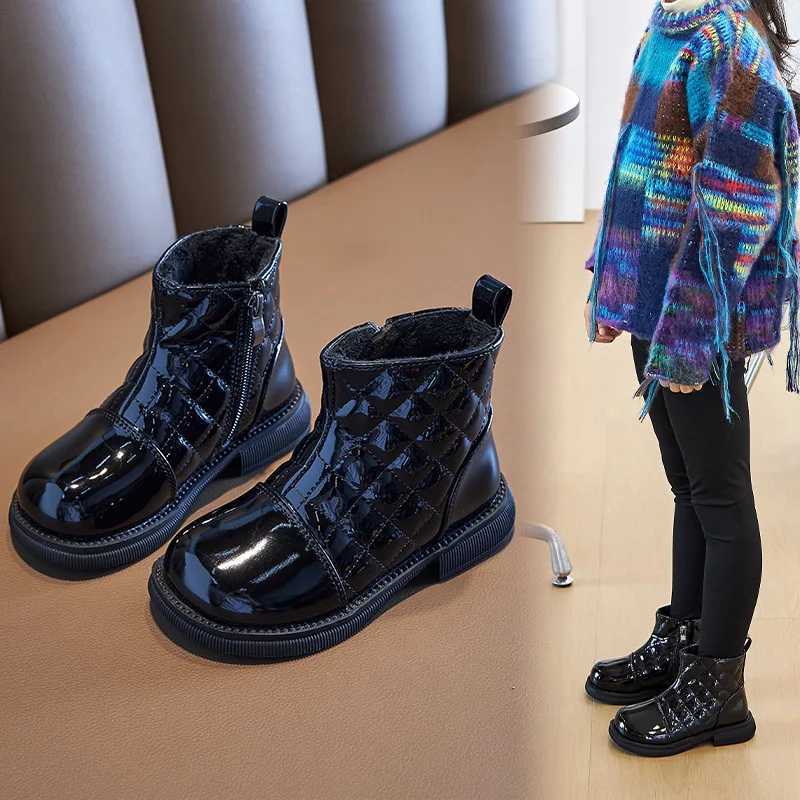 Childrens Fashion Girls Cotton Boots Childrens Chelsea Boots Smooth Side Zipper Fashion Casual Boots Simple Anti slip Black Beige Simple M241102
