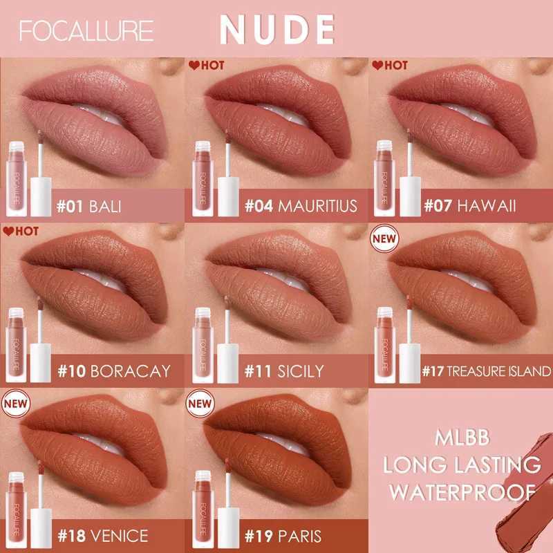 FOCALLURE Matte Velvet Liquid lipstick Waterproof Stick Free Lip Color Moisturizing Light lipstick Cosmetics W241101