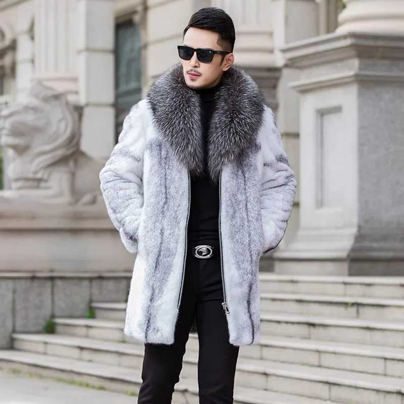 High Quality Winter Warm Faux Fur Coat Men Fur Collar Thick Fur Coat Jacket Plus Size Branded Zipper Designer Men Clothing SlimXJ241102