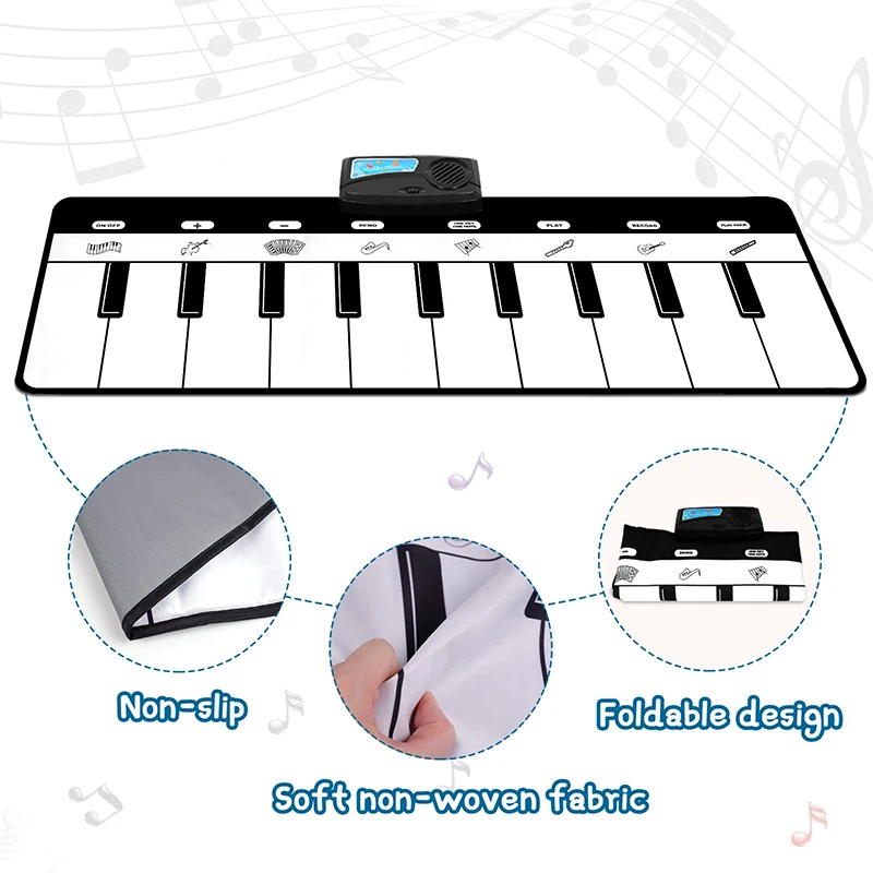 Piano Musical Mat Toys Keyboard with 8 Instruments Sounds Dance Touch Playmat Early Educational Toys Gifts for Girls Toddlers
