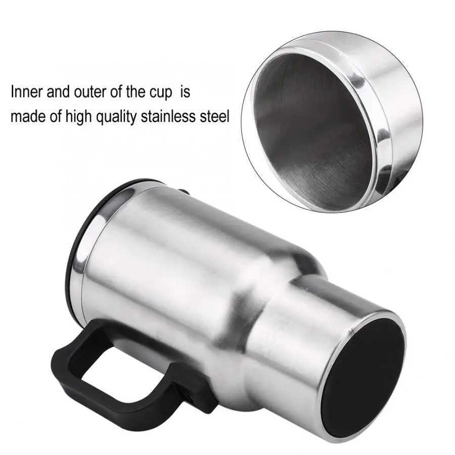 60W 12V 450ml electric kettle stainless steel car heating cup coffee tea car cup g travel water coffee milk hot g Y241102