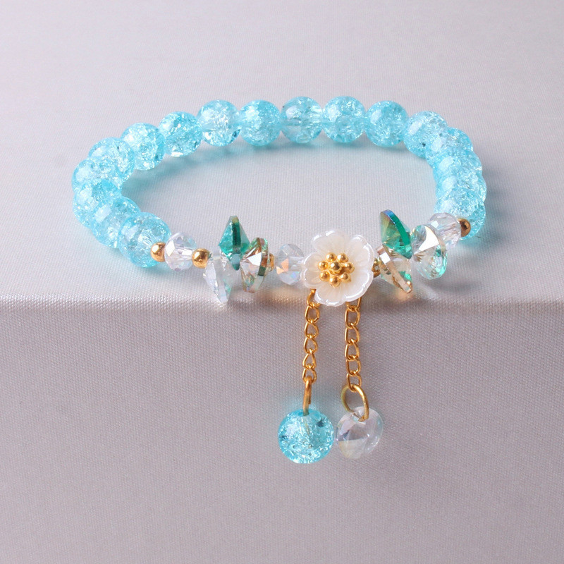 Korean Colorful new Crystal Beaded Bracelet for Women Bohemian 2025 Shell Daisy Flower Pendant Elastic Bracelets Party Wedding Jewelry