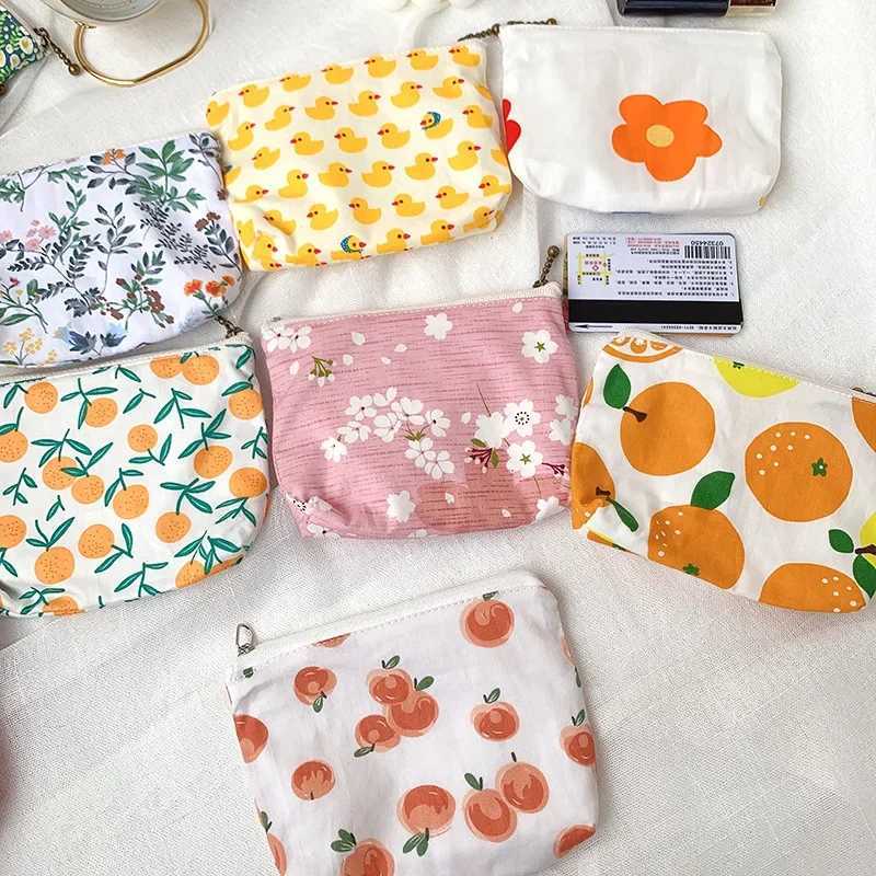 Cute Flower Fruit Printing Coin Purses Women Holder Mini Wallet Coin Pouch Cluh Key Coin Mey Bags for GirlsXJ241111