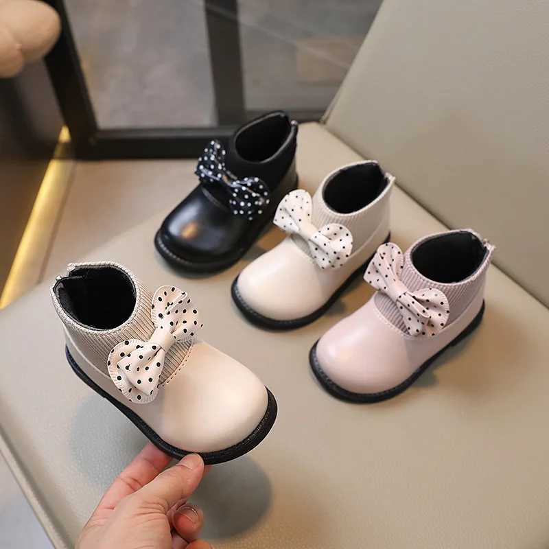 New Girl Leather Boots Autumn Fashion Cotton Shoes Childrens Pu Ankle Boots Childrens Short Waterproof Boots J64 M241102