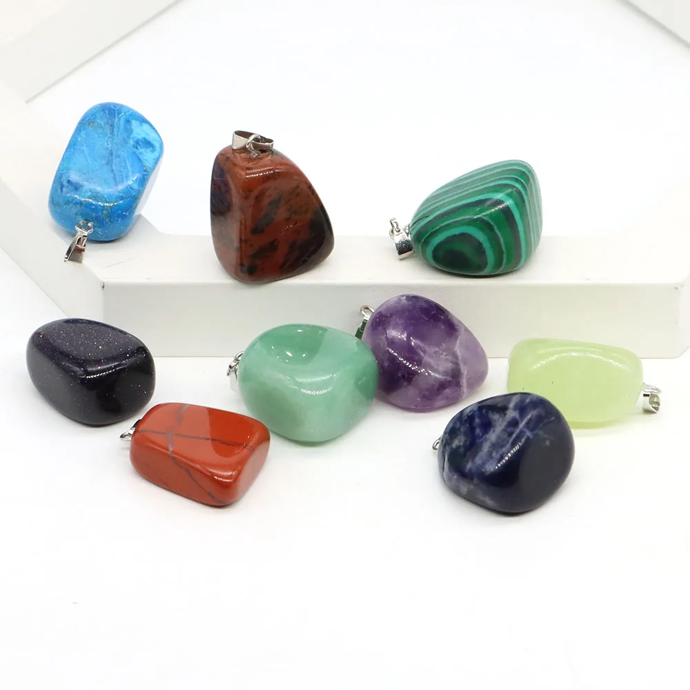 new Natural Crystal Irregular Tumbled Stone Jewelry Rose Quartz 2025 Green Aventurine Reiki Healing Pendants Necklace Mineral Guard Gifts
