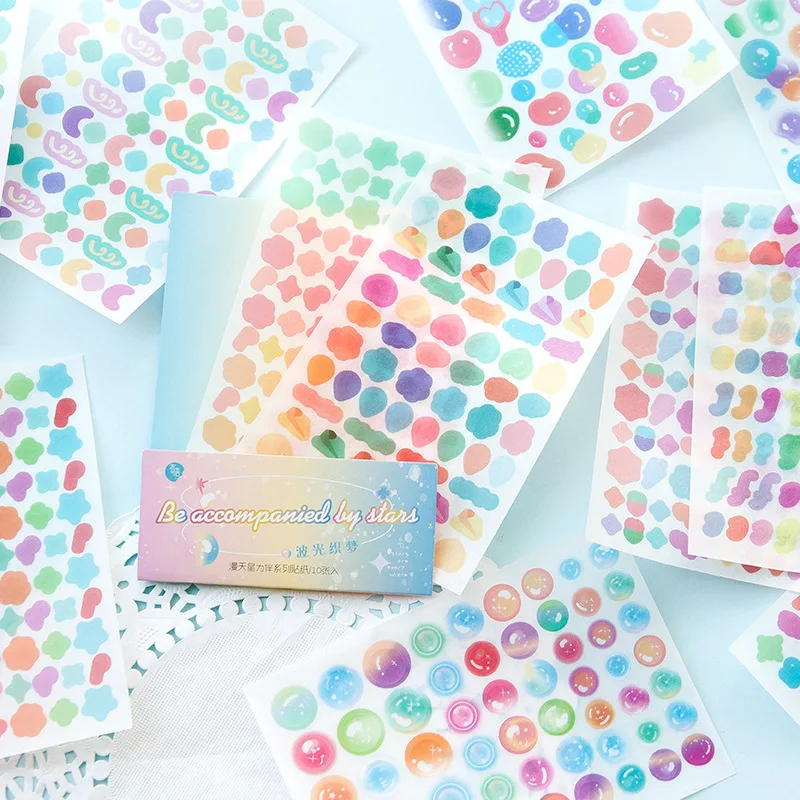 MOHAMM 10 Sheets Basic new Dot Star 2025 Bubble Decorative Sticker for DIY Scrapbooking Material Collage Card Photos Material