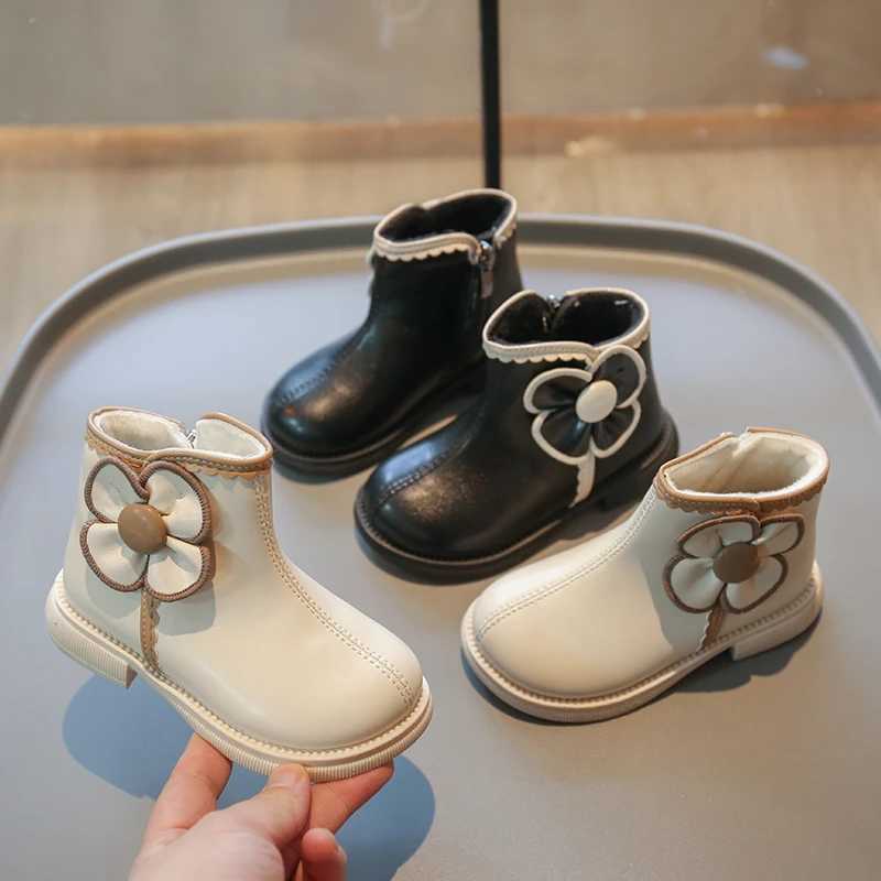 Girls Boots Winter New Fashion Princess Shoes Sweet Ankle Boots Allmatch Comfortable Childrens Shoes Plush Leather Boots Winter Boots M241102
