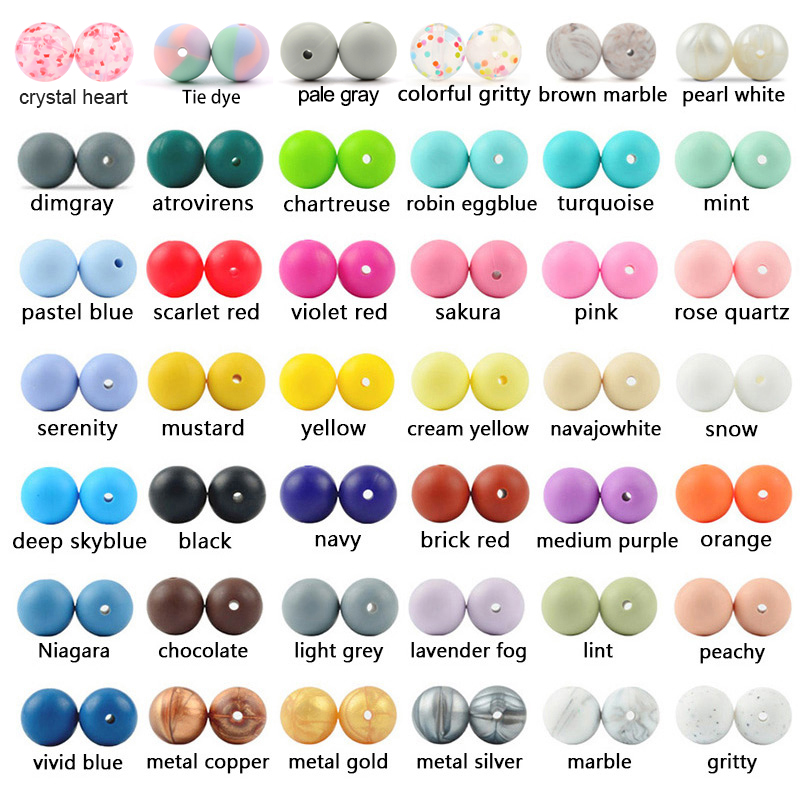 100pieces/lot Silicone Beads Baby Teething Beads 15mm Safe Food Grade Nursing Chewing Round Silicone Beads