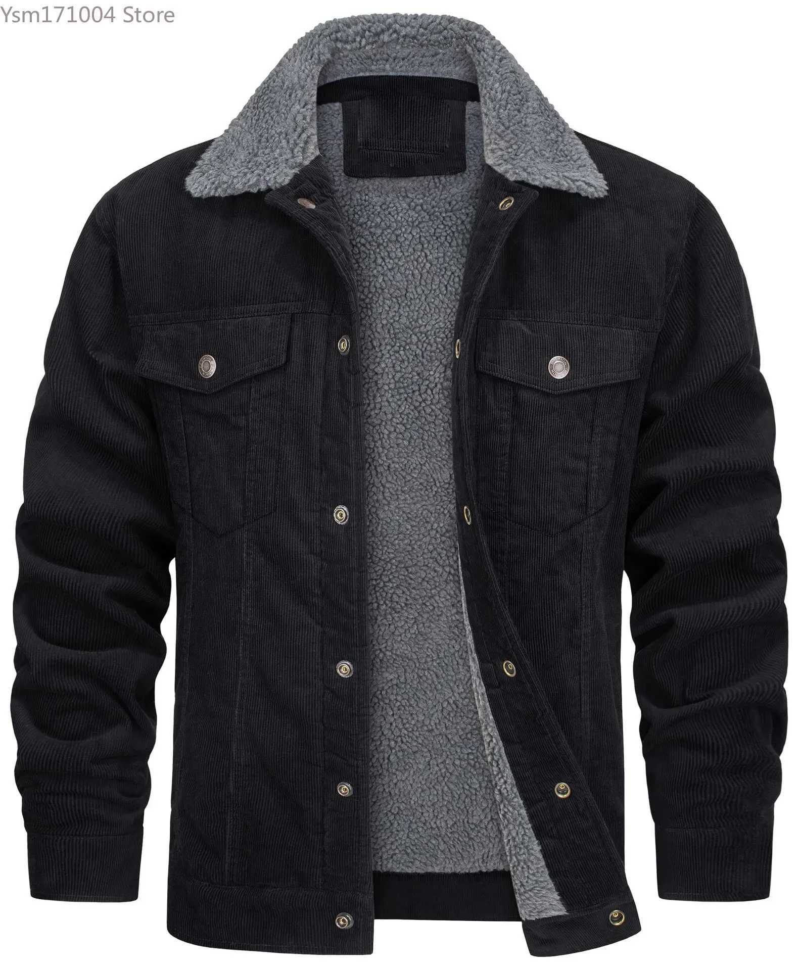 Mens Luxury Denim Jacket Corduroy Jacket Retro Sherpa Flce Windbreker Thick Warm Winter Jacket with LTIPL Pocket Casual W241102